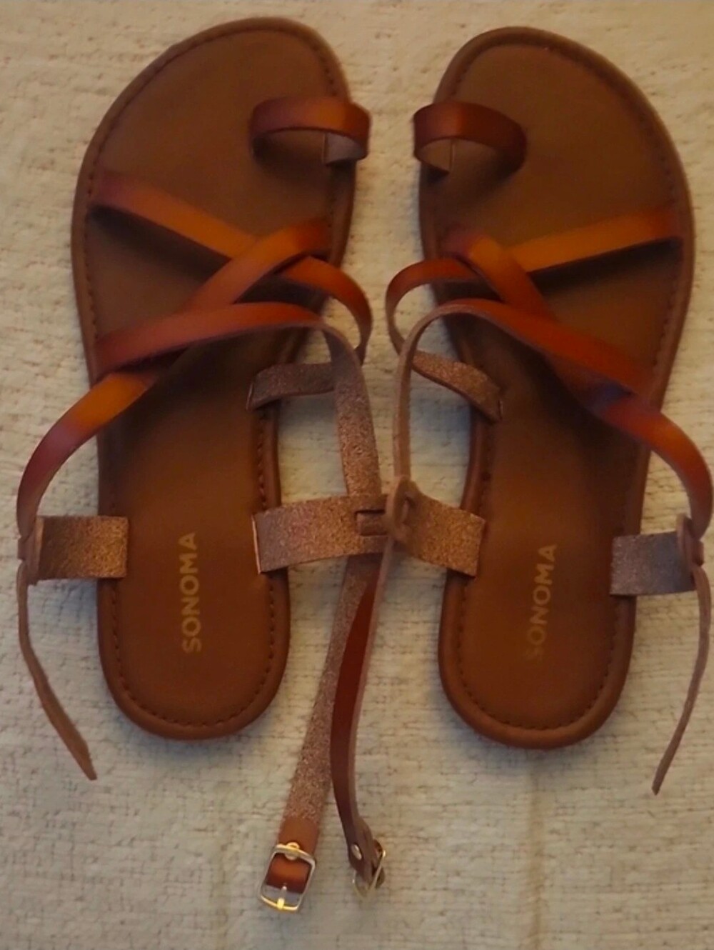 Sonoma Tan and Brown Strappy Gladiator Sandals